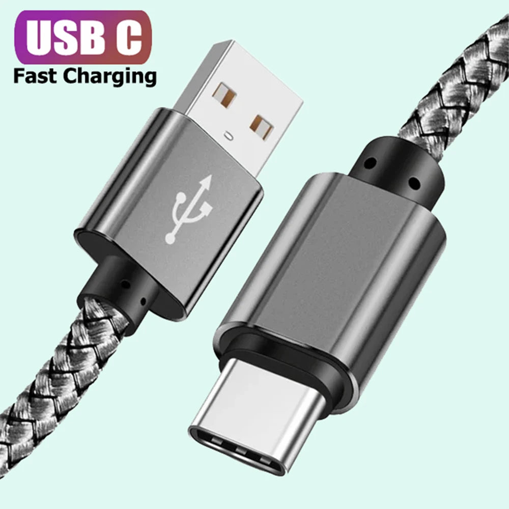 USB A to Type C Fast Charging Cable Nylon 1M 2M 3M - Smarsty
