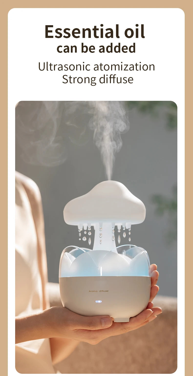 Mushroom Rain Humidifier and Aroma Diffuser with Colorful Night Lights - Smarsty