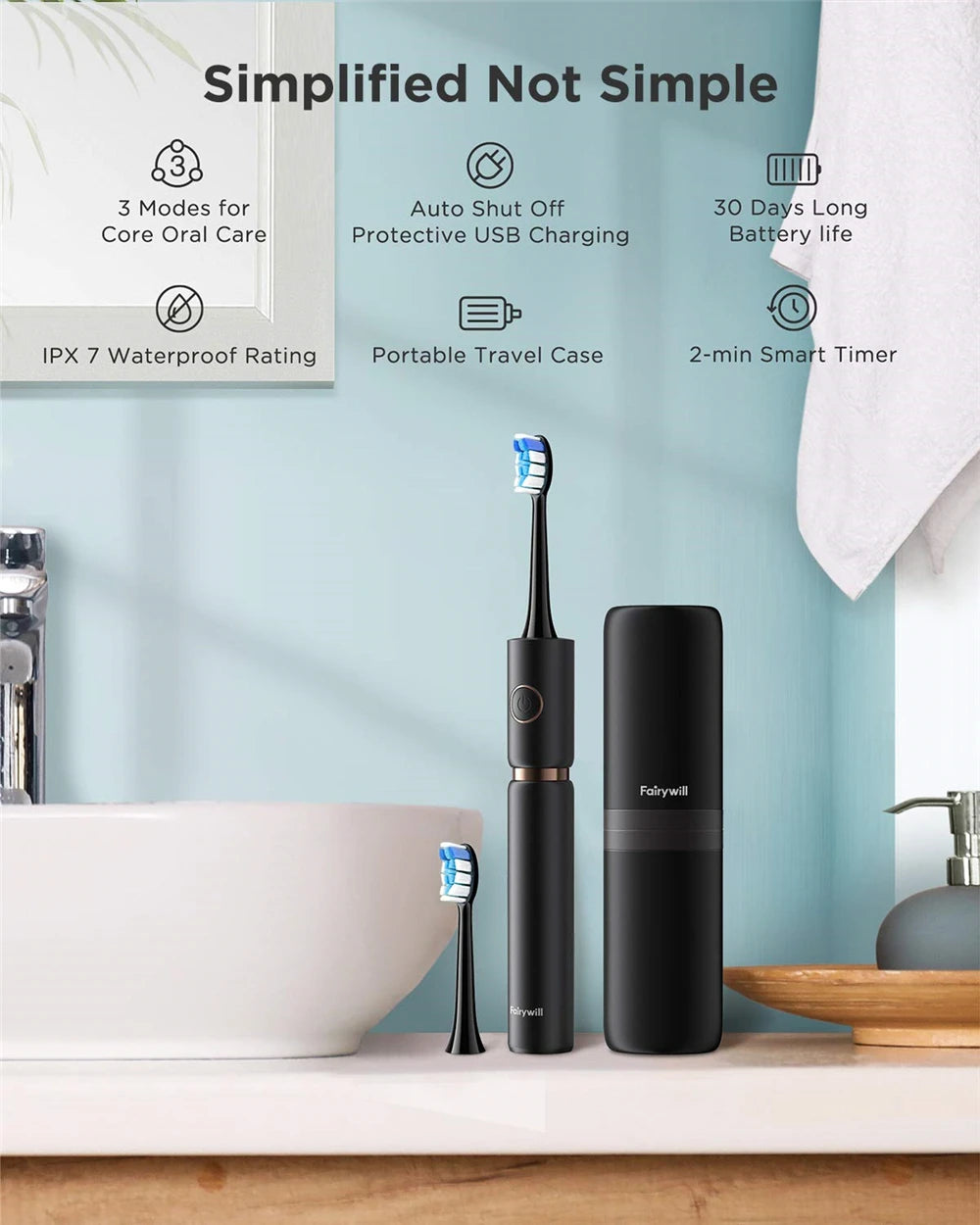 Fairywill P11 Sonic Electric Toothbrush with Whitening Feature - Smarsty
