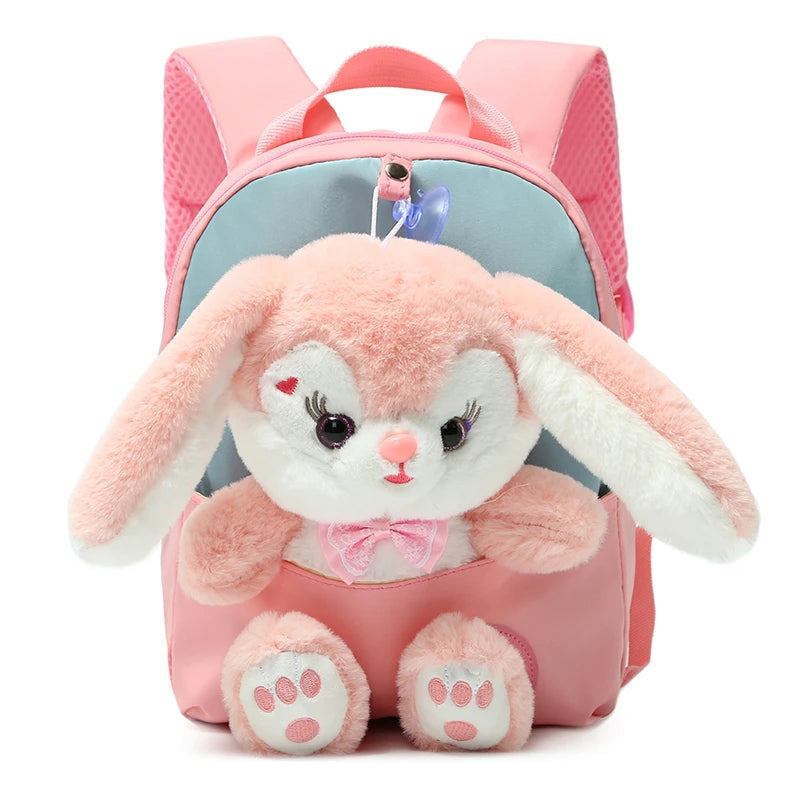 Plush 3D Rabbit Backpack For Kids Cute Bow Tie Design - Smarsty