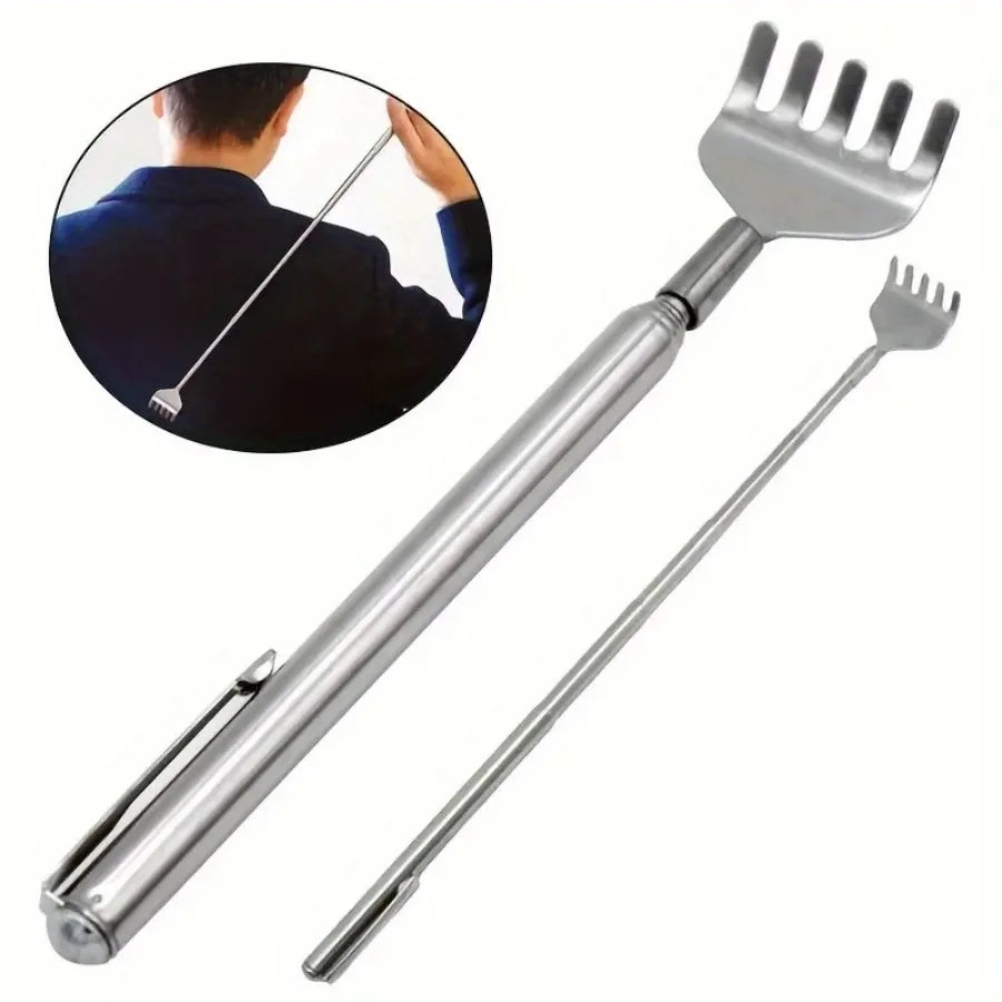 silvery Telescopic Back Scratcher, Portable Extendable Stainless Steel Scratchers for Men Women ,Mothers Gifts,Gifts For Men,G - Smarsty