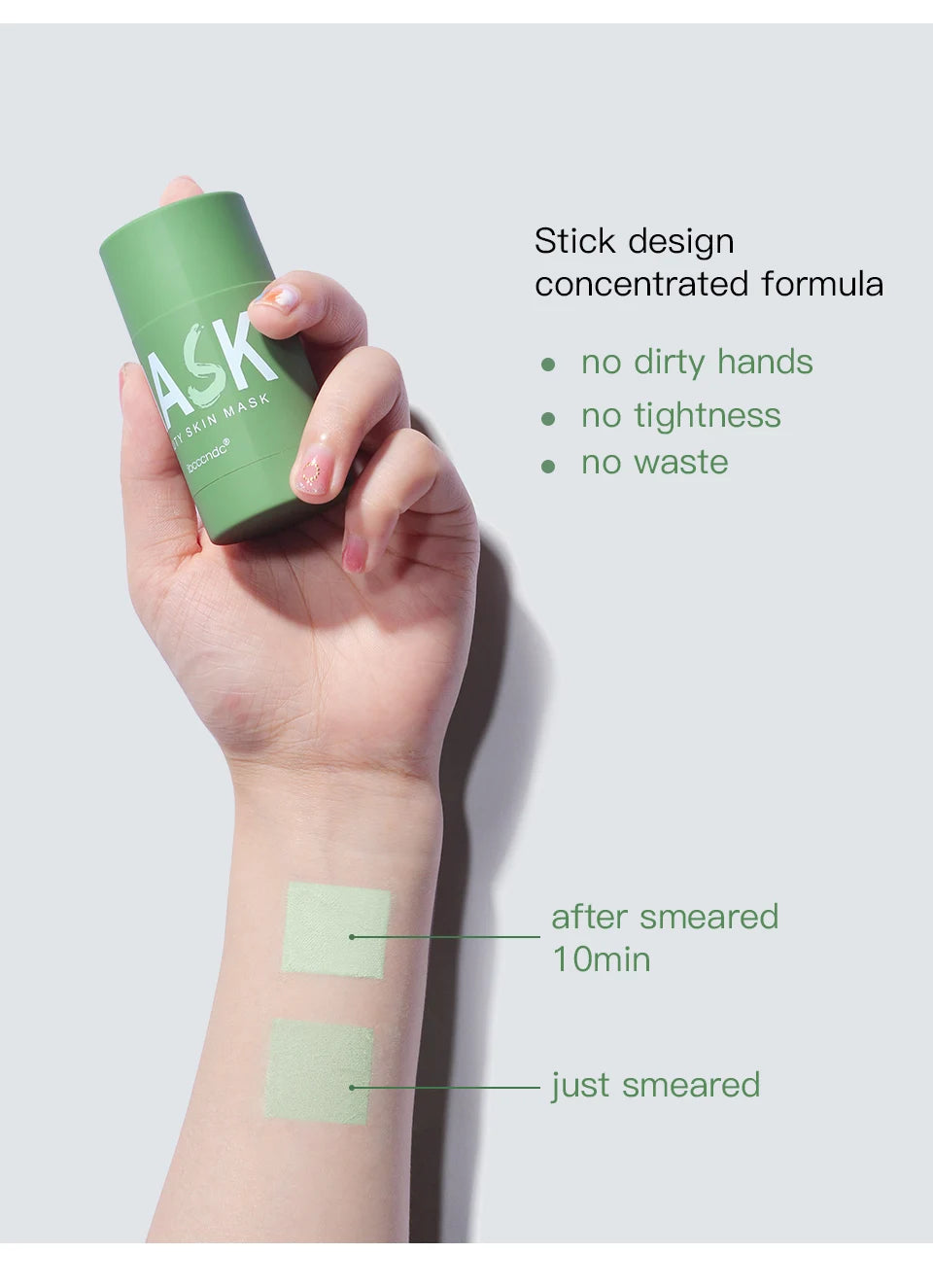 Face Clean Mask Green Tea Cleansing Stick Mask Shrink pores Deep Blackhead Remover facial Cleansing Moisturizing Mask 40g - Smarsty
