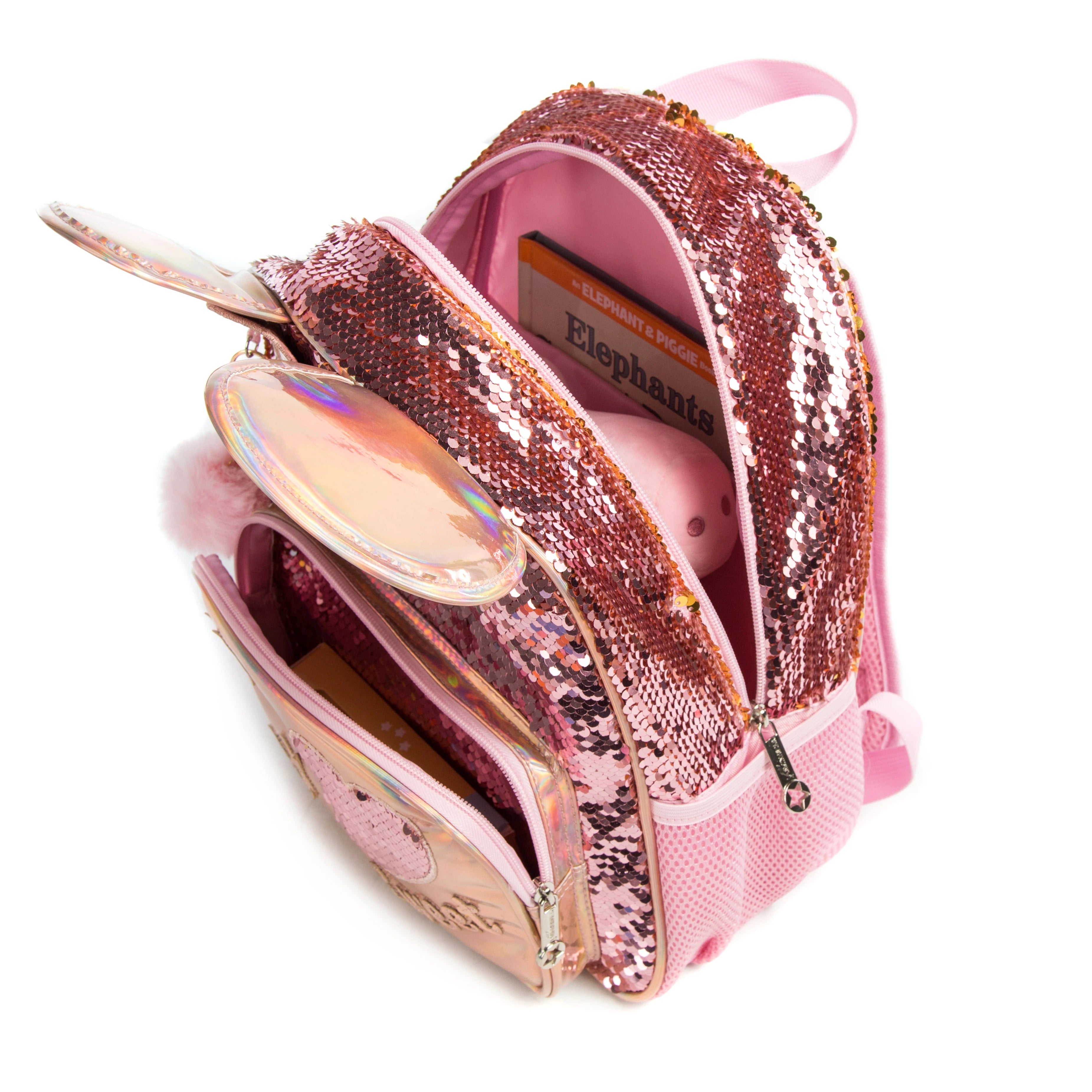 Girls Sequined Kindergarten Backpack With Zipper Closure - Smarsty