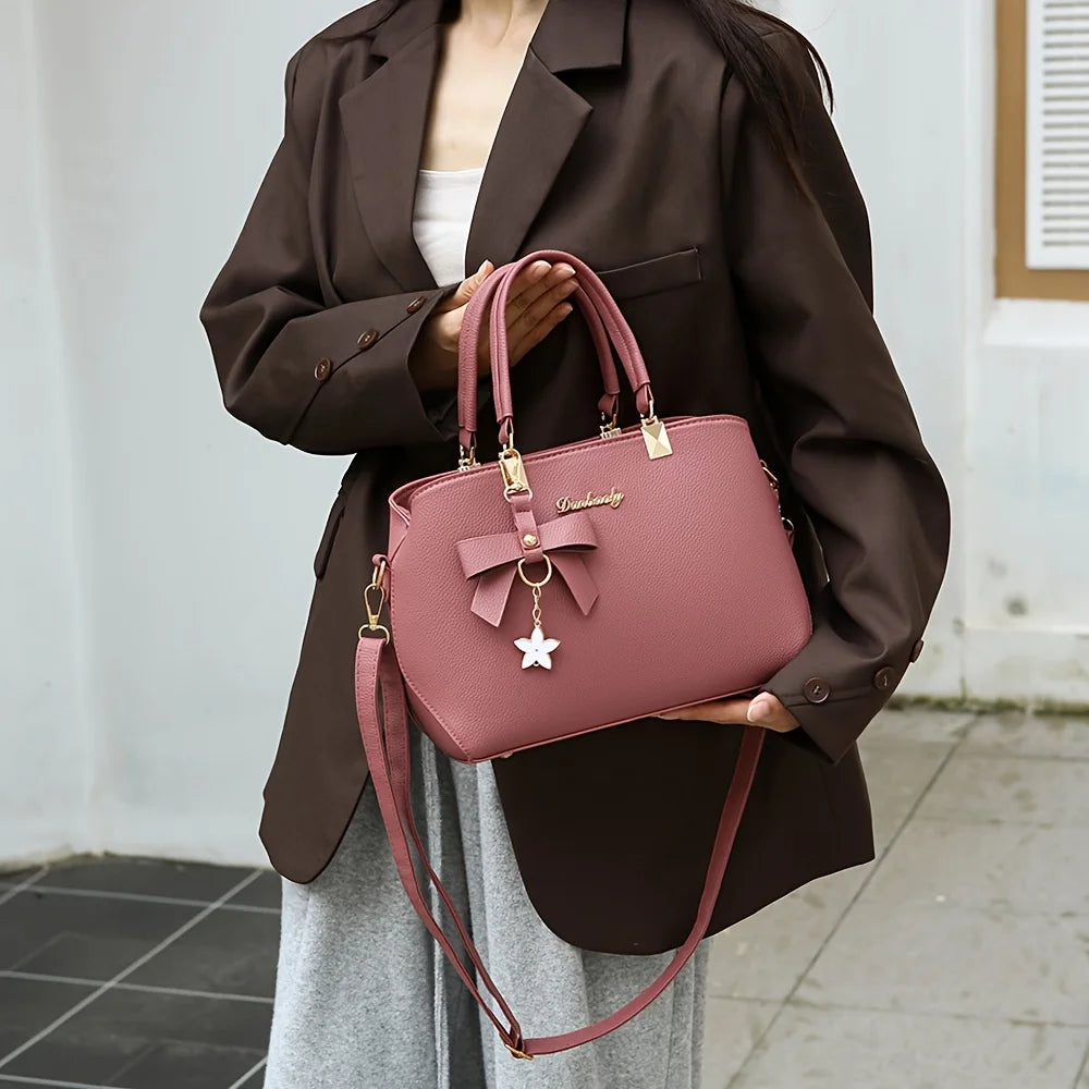 Elegant Bowknot Shoulder Bag With Multiple Compartments - Smarsty