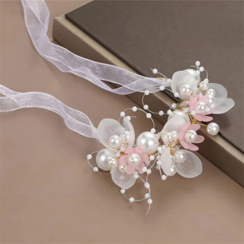 Bohemian Pearl Flower Headband For Girls Wedding Bridal - Smarsty