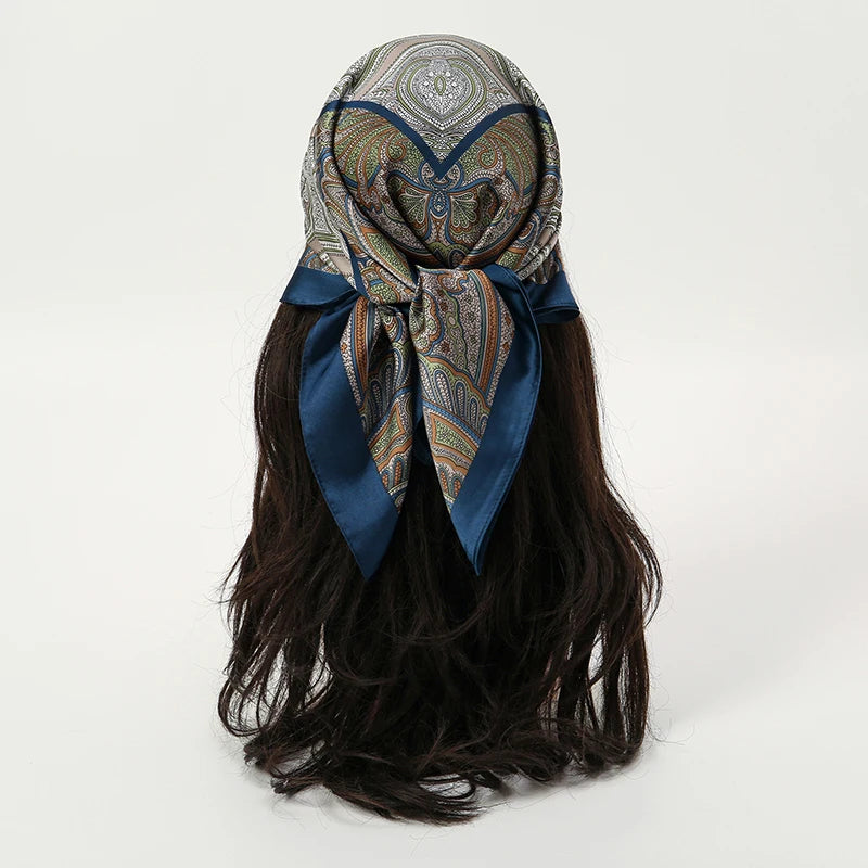 Bohemian Floral Print Silk Scarf for Women Sun Protection - Smarsty