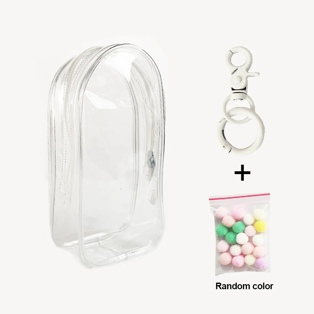 Colorful Transparent Protector Case Organizer Box for 17cm Labubu V3 Dolls Outdoor Display Bag With Keychain Doll Accessories by Smarsty