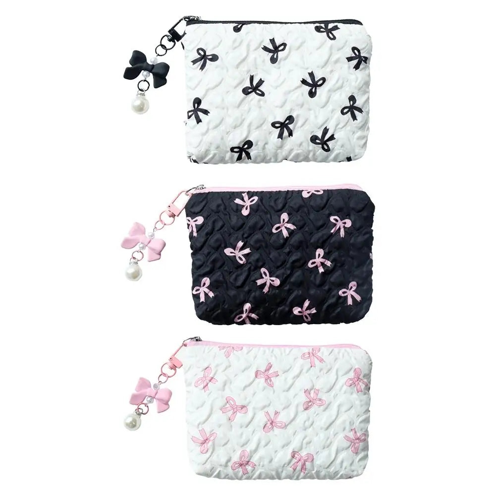 Bow Canvas Makeup Bag Large Capacity Travel Organizer - Smarsty