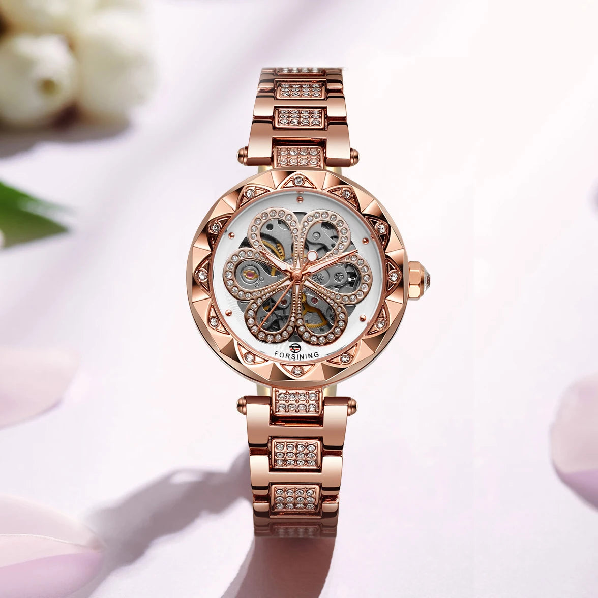 Forsining Women's Skeleton Watch with Luminous Hands - Smarsty