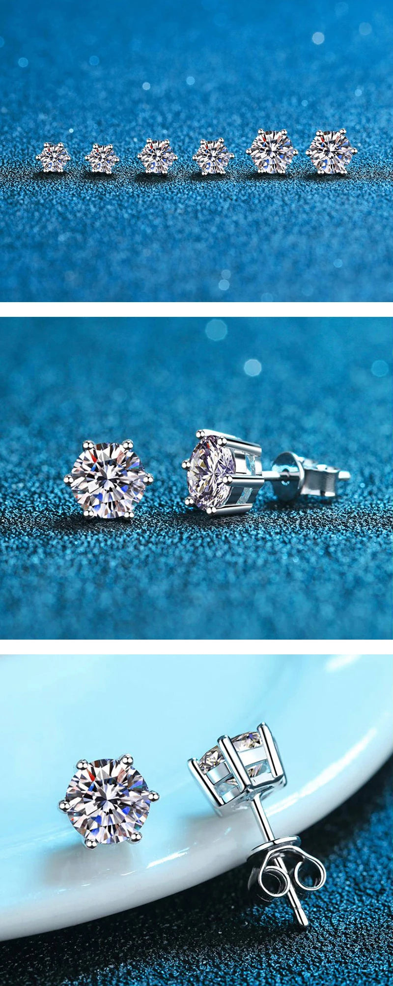 Sterling Silver Moissanite Stud Earrings Certified D - Smarsty