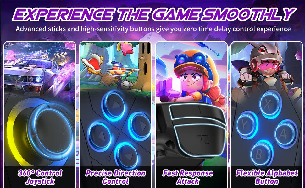 Bluetooth 5.2 Joy Controller with RGB LED for Nintendo Switch - Smarsty