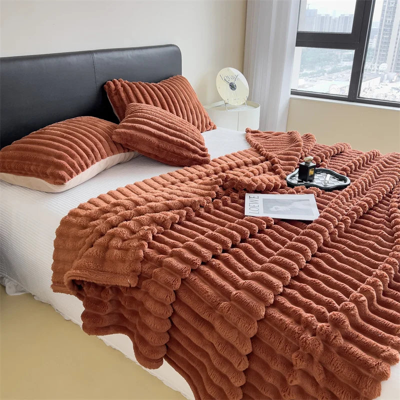 Thickened Striped Multifunctional Blanket for Comfort - Smarsty