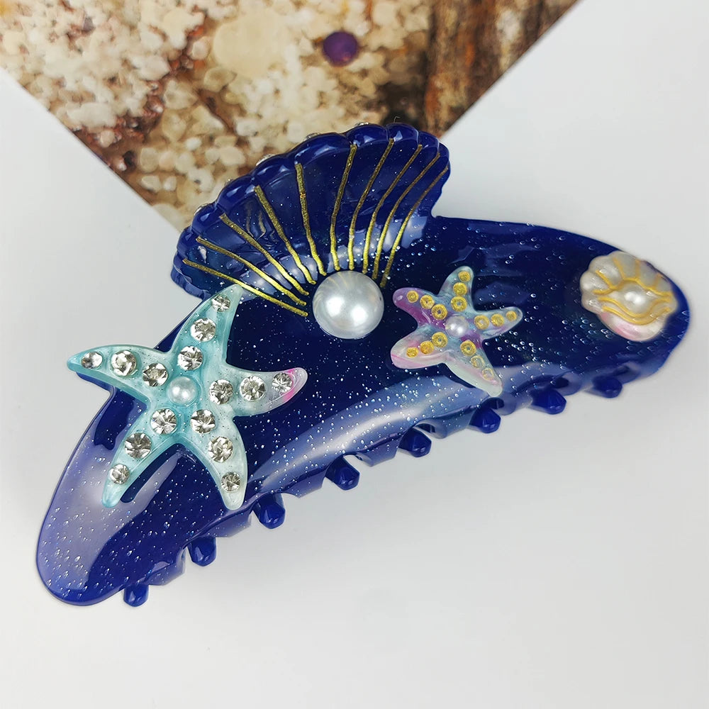 Handmade Large Sea Hair Claw Clips Acetate Beach Starfish - Smarsty