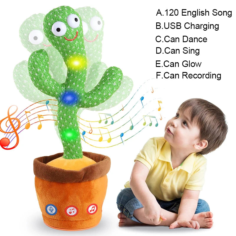 Kids Dancing Talking Cactus Toys Interactive Talking Sunny Cactus Electronic Plush Toy Home Decoration for Children Xmas Gifts - Smarsty