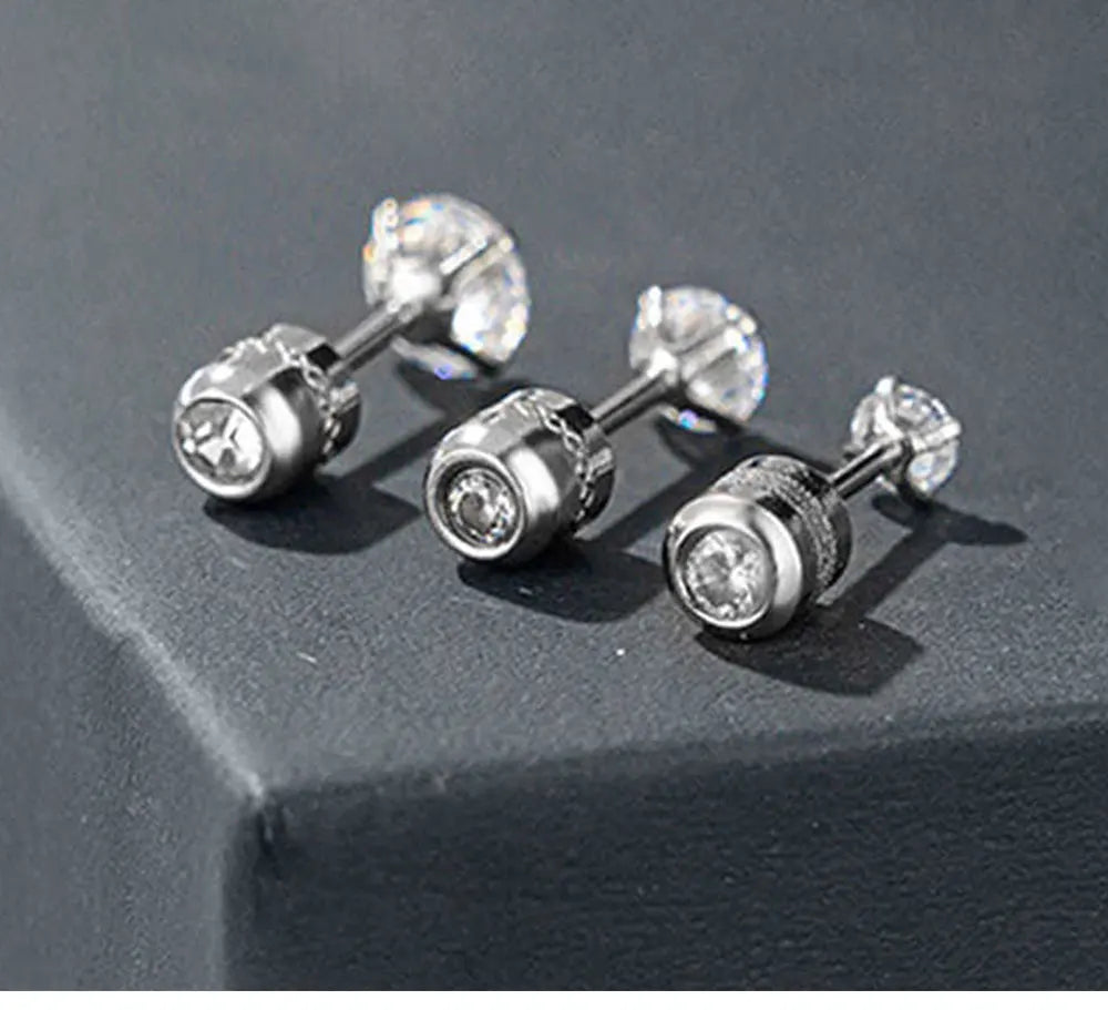 Stainless Steel Crystal Zircon Stud Earrings Hypoallergenic - Smarsty