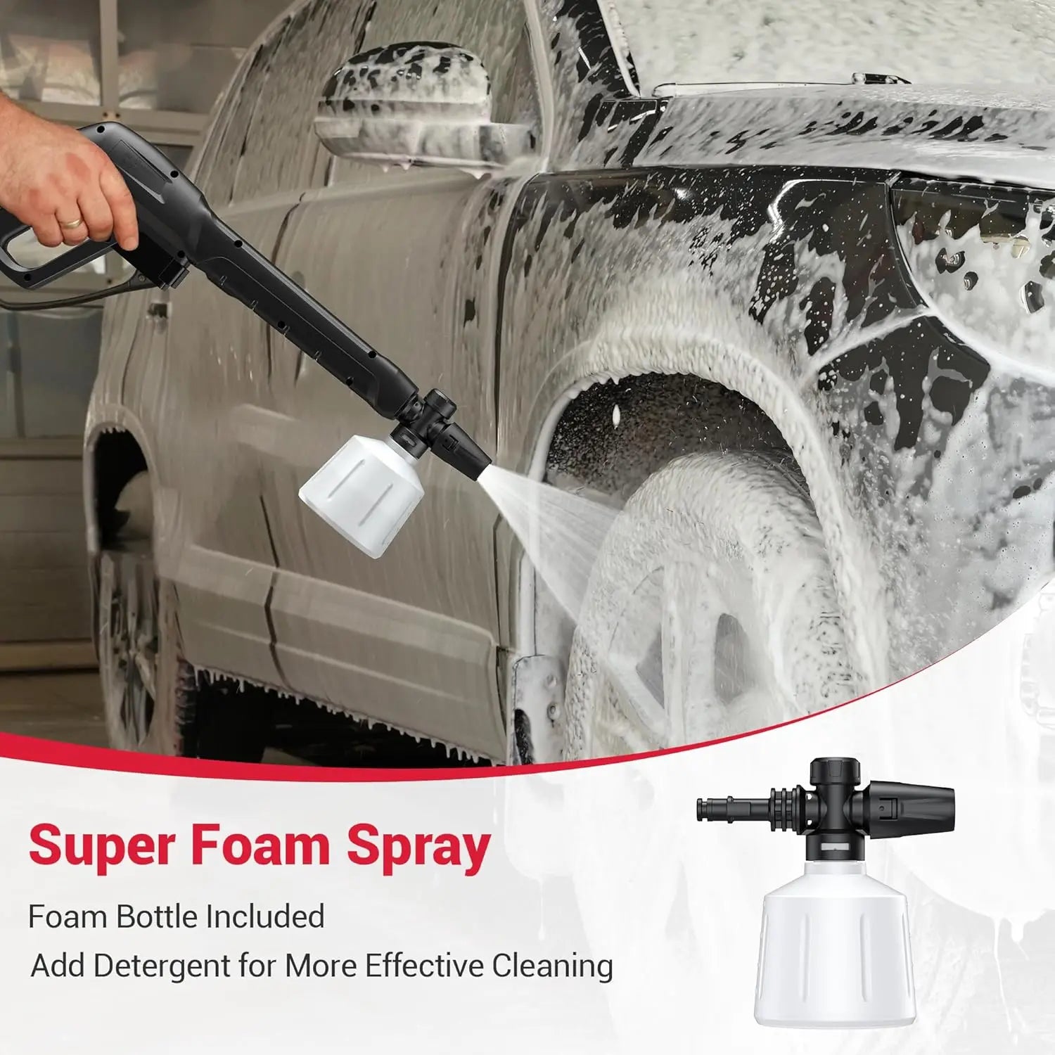 Deli 3800 PSI Electric Pressure Washer, 2.5GPM High Power Washer w/ Foam Cannon & 4 Nozzles, Portable for Cars, Driveways