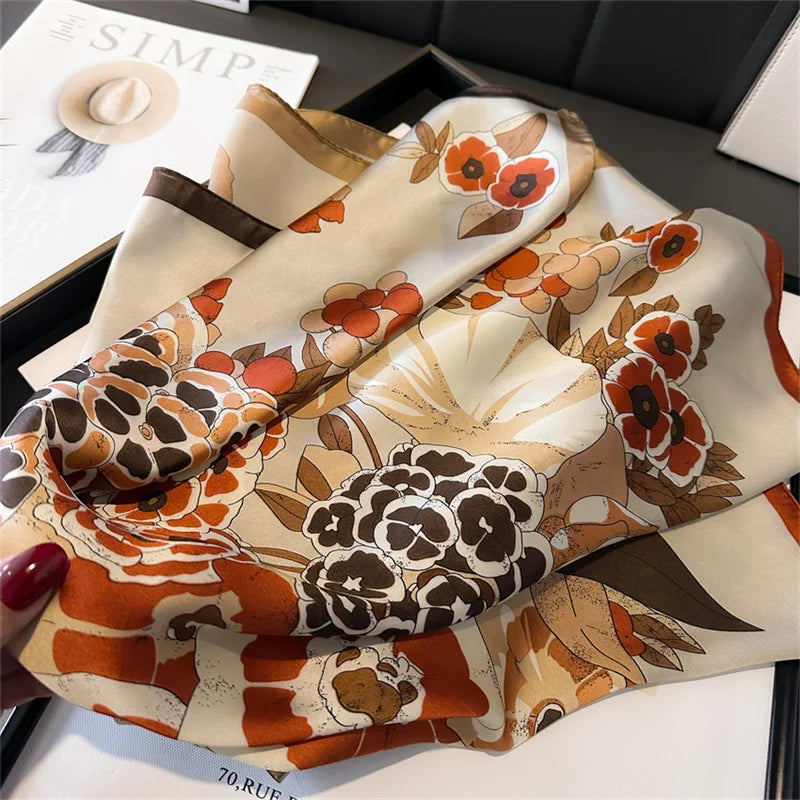 Luxury Silk Square Scarf for Women Spring Summer - Smarsty
