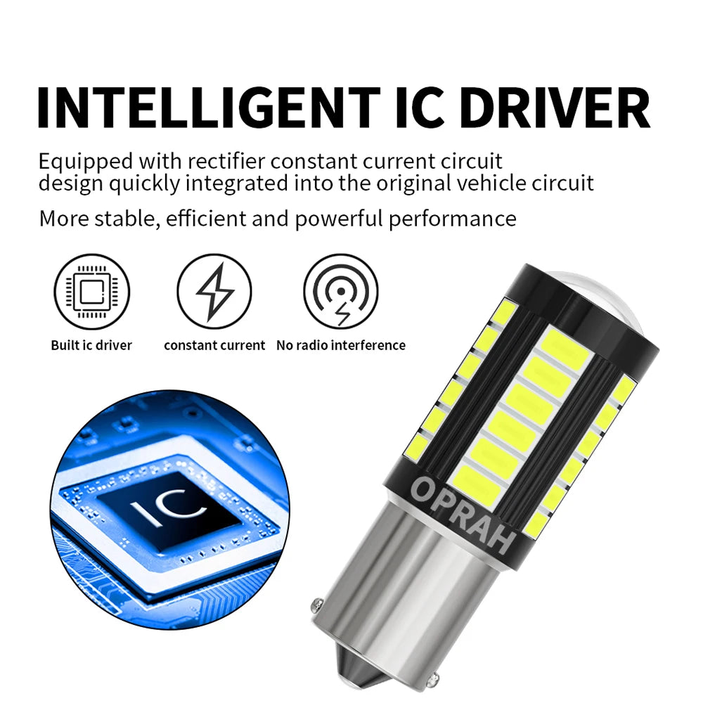 2pcs LED 1156 BA15S P21W 1157 BAU15S PY21W P21/5W BAY15D For Car Truck ATV Light Canbus 5630SMD Turn Signal Lamp DRL Bulb 12V24V - Smarsty