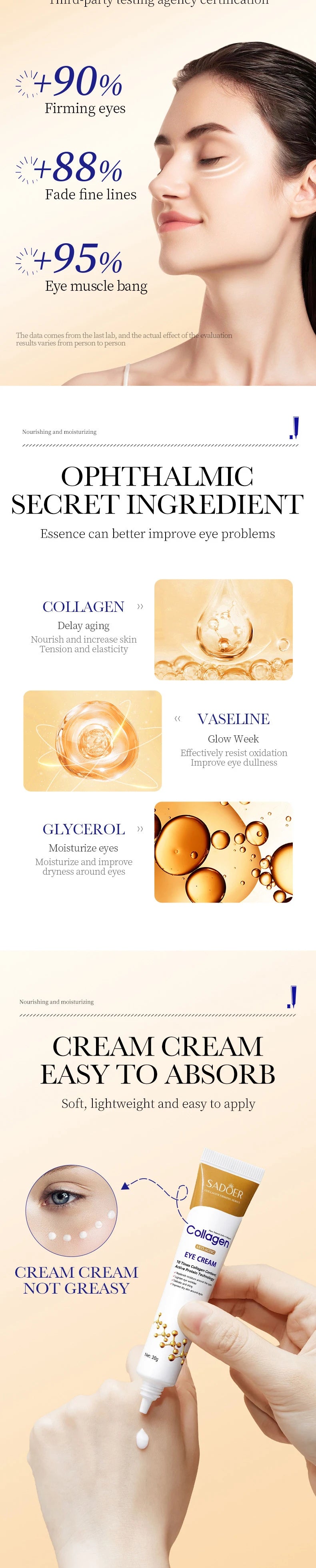 Collagen Eye Cream for Dark Circles and Puffiness - Smarsty