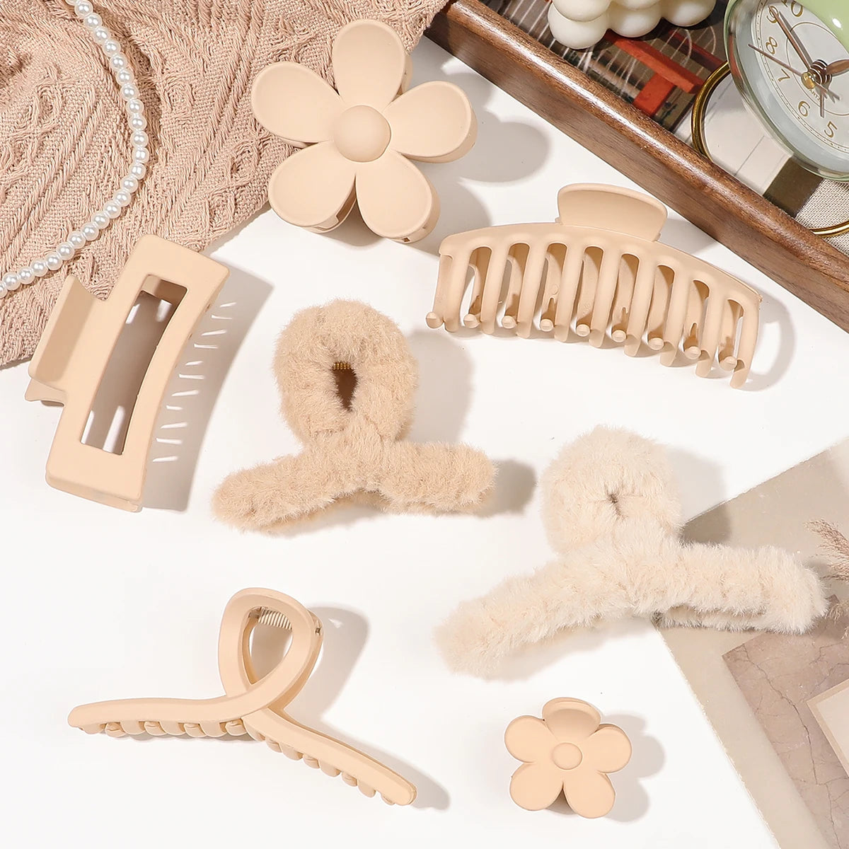 Neutral Color Large Matte Hair Claw Clips Strong Hold - Smarsty