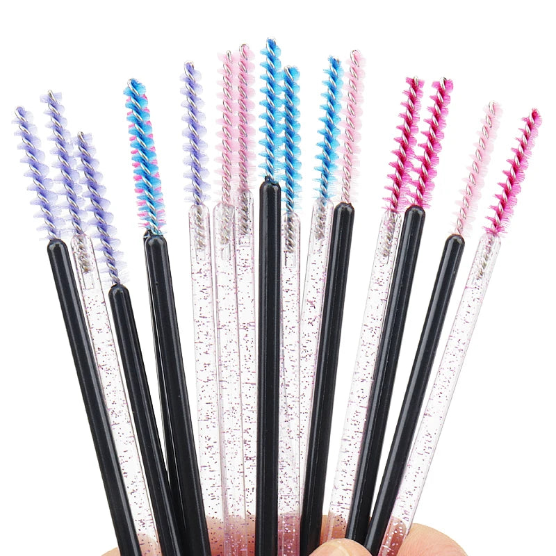 50 Pcs Disposable Eyelash Brushes with Diamond Handles - Smarsty