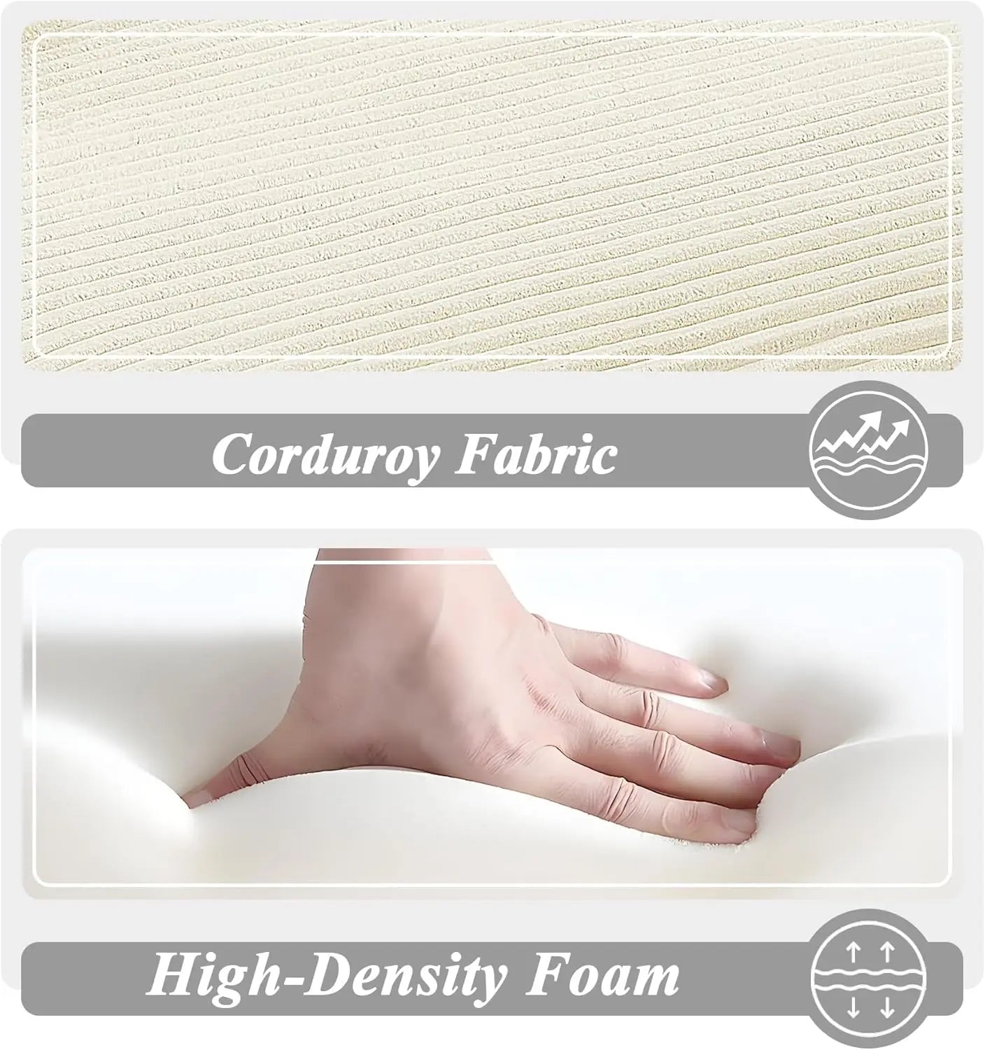 Oversized Chaise Lounge Chair with 3 Comfy Pillows for Living Room Bedroom, Wide Arms Corduroy Fabric High-Density - Smarsty