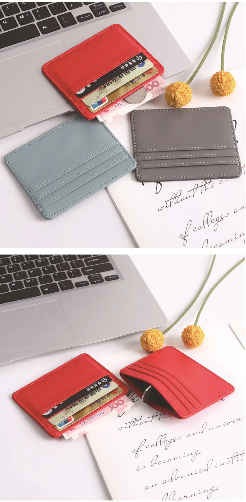 1Pc Pu Leather ID Card Holder Candy Color Bank Credit Card Box Multi Slot Slim Card Case Wallet Women Men Business Card Cover - Smarsty