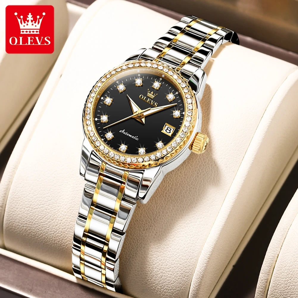 OLEVS Women's Automatic Waterproof Luxury Watch with Luminous Dial - Smarsty