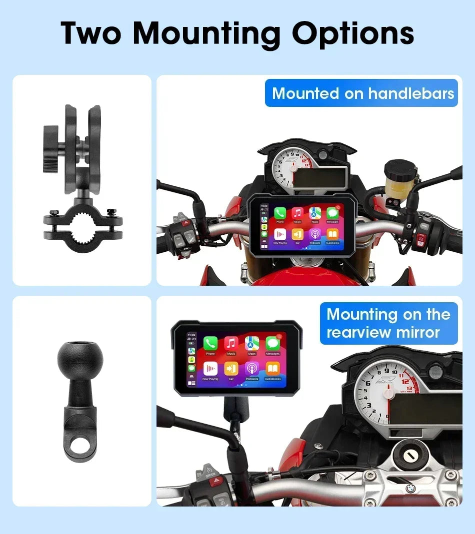 Motorcycle GPS Display With Wireless CarPlay Android Auto - Smarsty