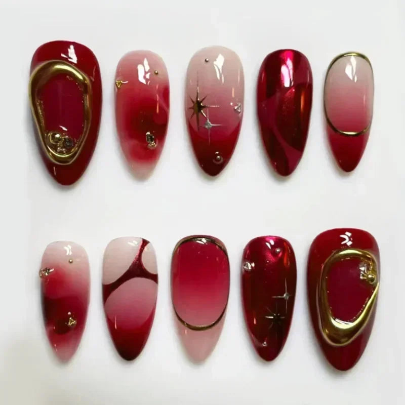 24Pcs Pink Almond False Nails with French Design - Smarsty