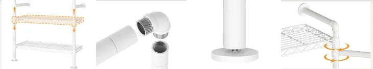 L4 Wall Mounted Industrial Pipe Clothes Rack, Closet Organizer System with Rods Expandable, Clothing Rack, Corner Garment Rack