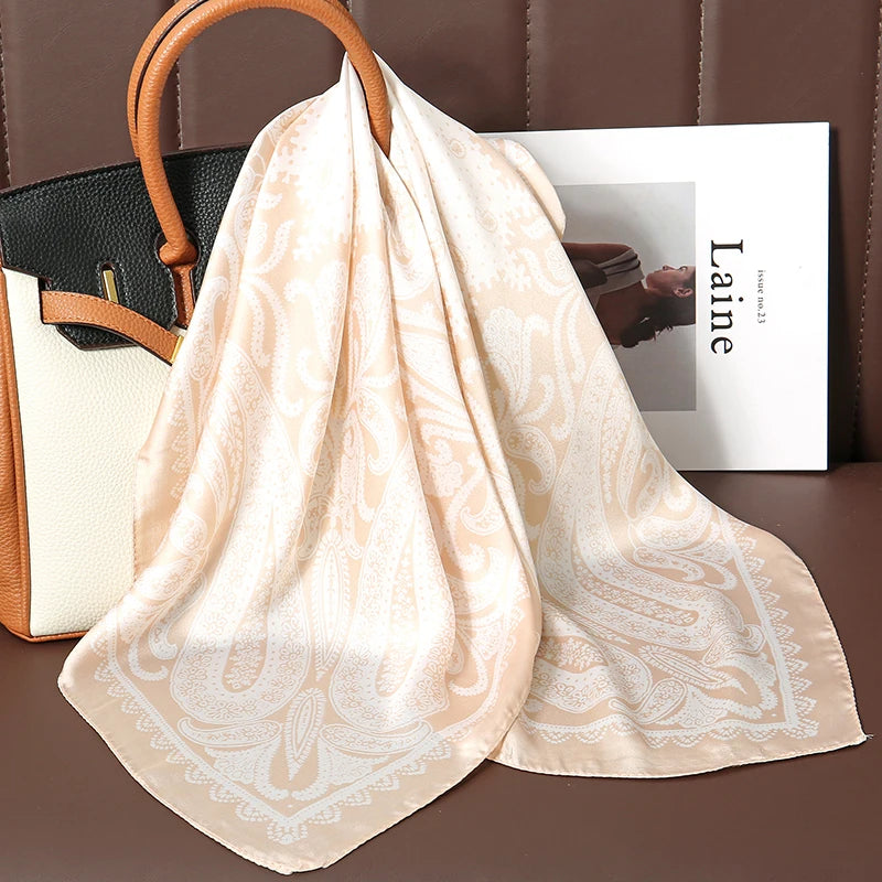Bohemian Silk Square Scarf for Women Luxury Floral Print - Smarsty