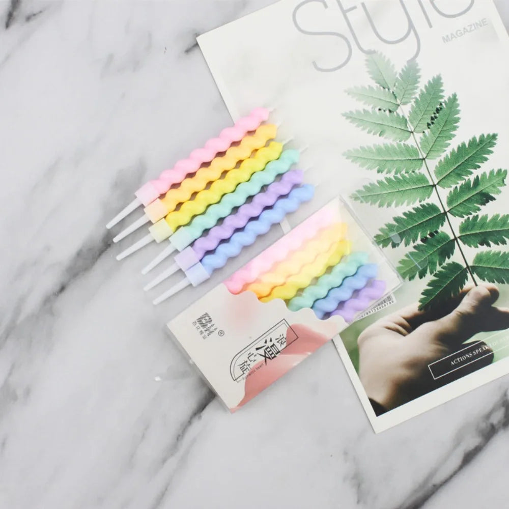 6/12/48pcs/1case Birthday Candles Spiral Cake Candles Long Thin Cake Candles For Wedding Party And Cake Decoration - Smarsty