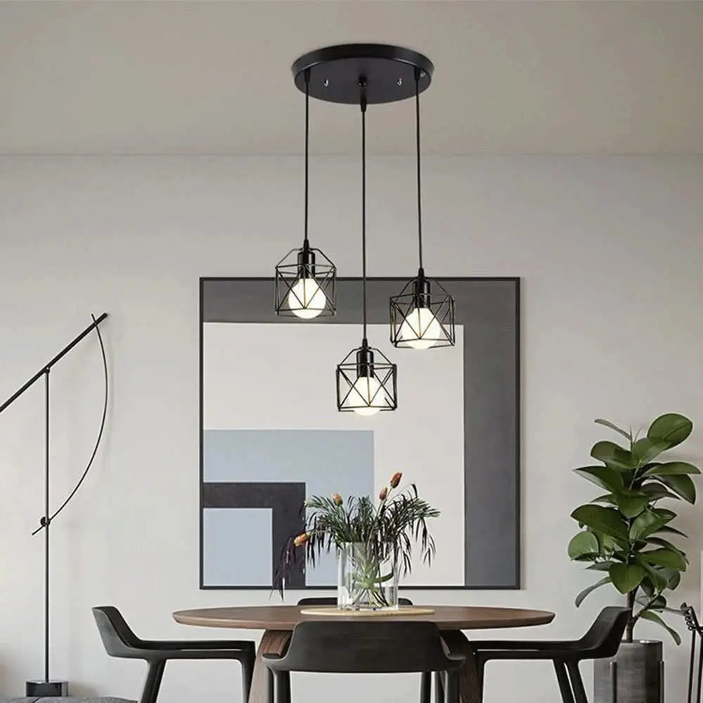 Vintage Black Pendant Lamp with Three Lights for Modern Spaces - Smarsty