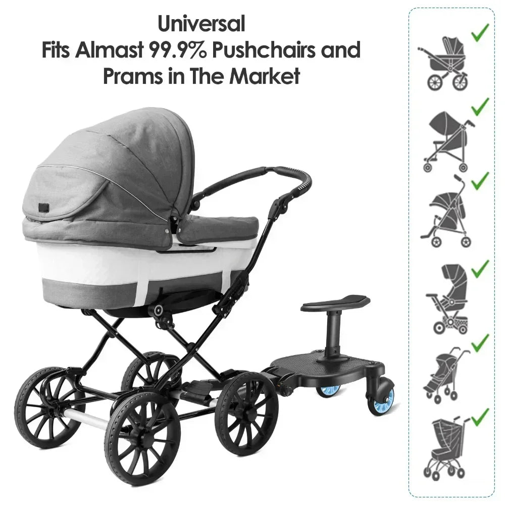 Universal Strollers Step Board Adapter with Seat Second Child Jogger Twins Scooter Baby Pram Hitchhiker Bumper by Smarsty