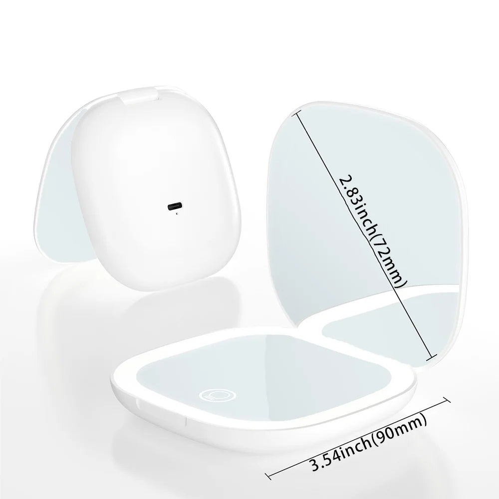 Compact Foldable LED Makeup Mirror With 5x/10x Magnification - Smarsty
