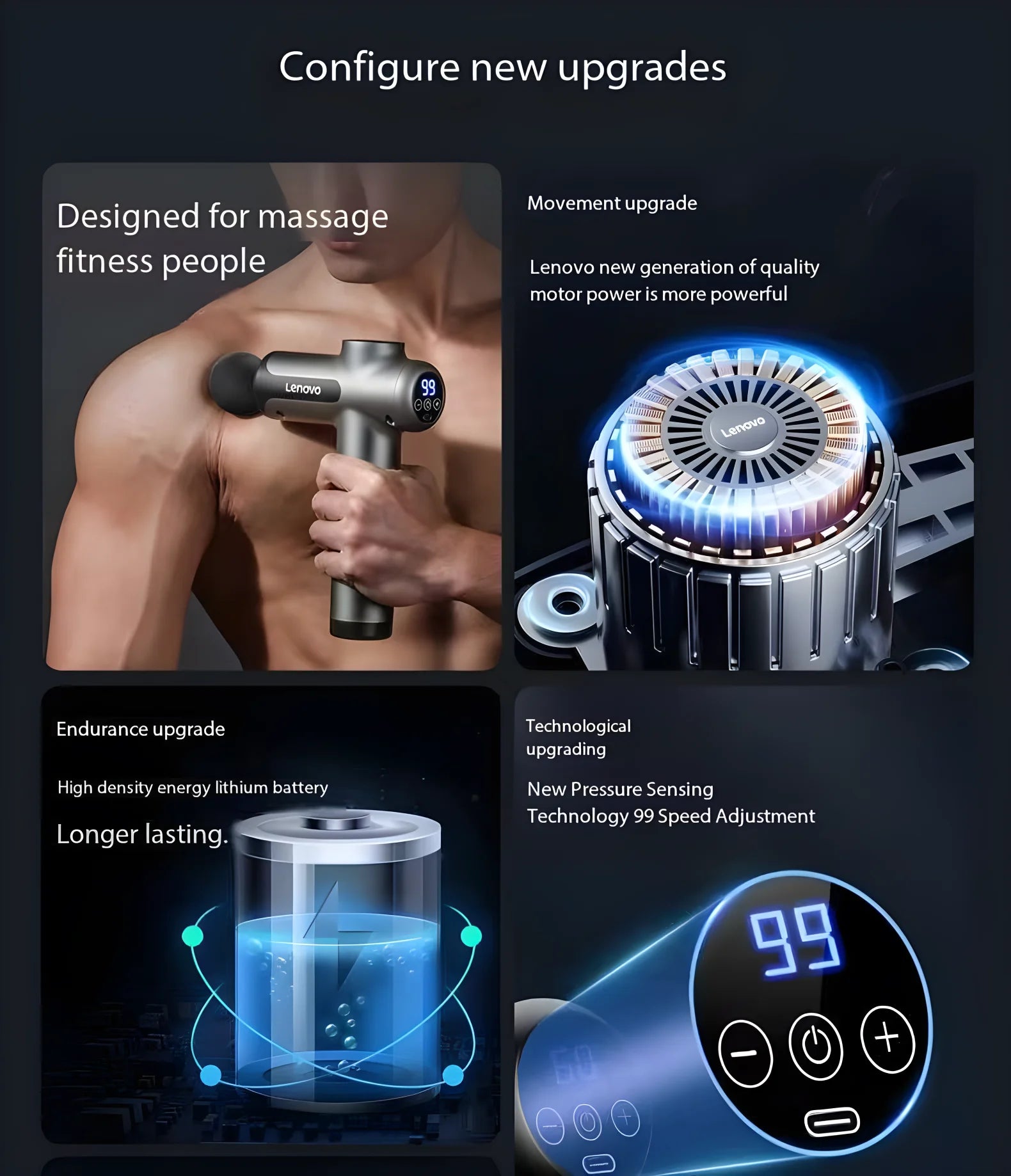 Lenovo Massage Gun for Deep Muscle Relief and Relaxation - Smarsty