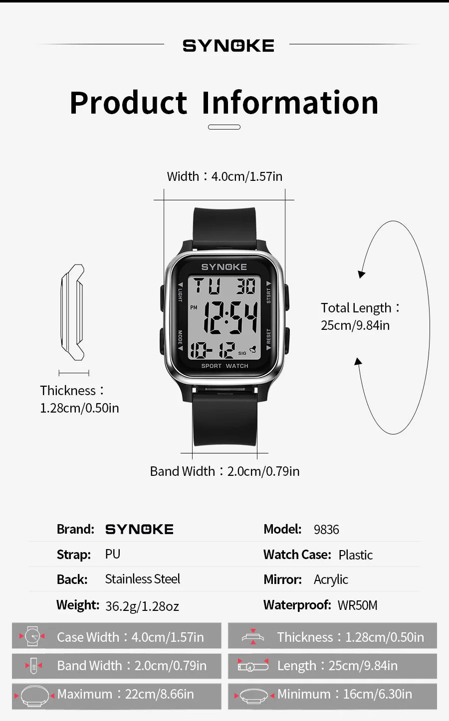 SYNOKE Waterproof Military Digital Watch for Men - Smarsty