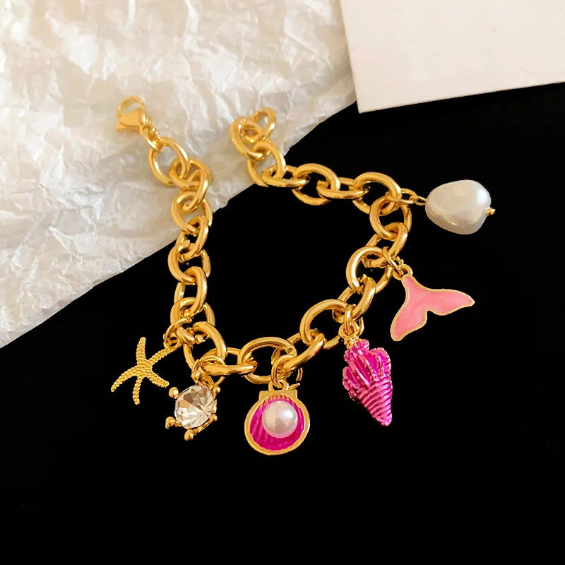 Starfish Shell Conch Bracelet for Women Summer Beach Jewelry - Smarsty