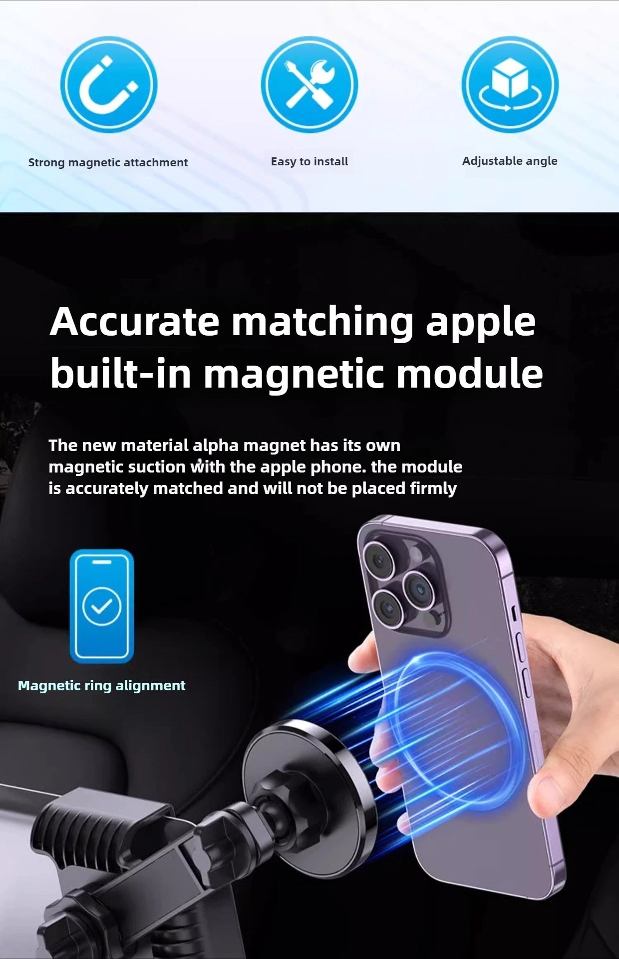 Magnetic Car Phone Holder 360 Degree Rotation Mount - Smarsty