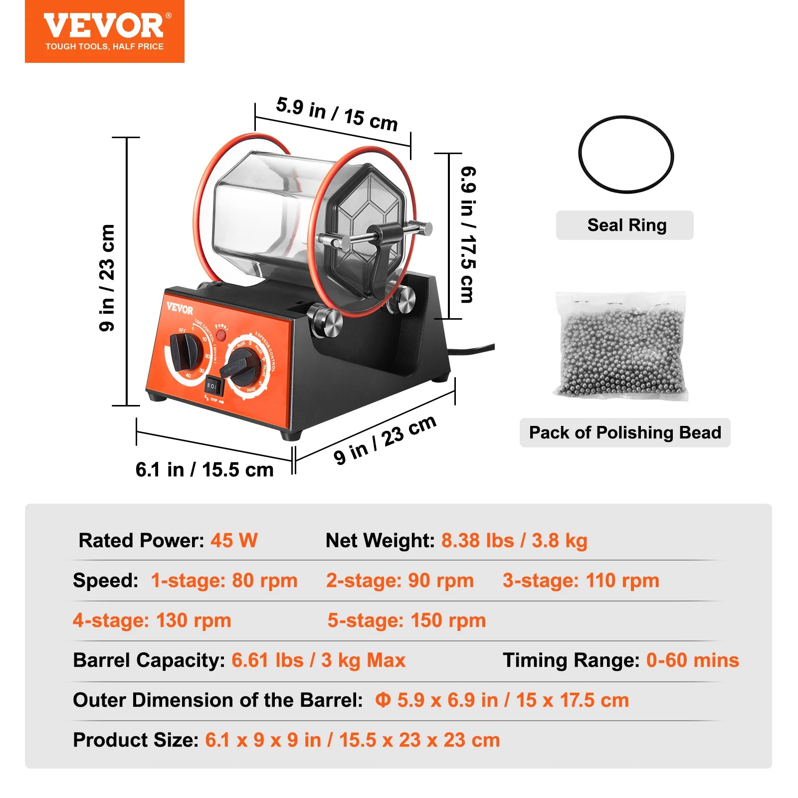 SucceBuy 3kg 5kg Rotary Tumbler Surface Polisher Jewelry Drum Polishing Machine Gem DIY Mini-Tumbler Finishing Tools - Smarsty