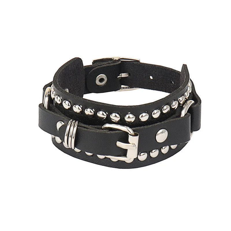 90s Punk Style PU Leather Spike Bracelet for Women - Smarsty