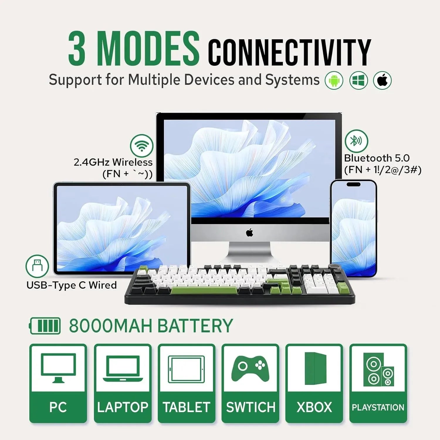 Gaming Mechanical Keyboard With Wireless Three Mode