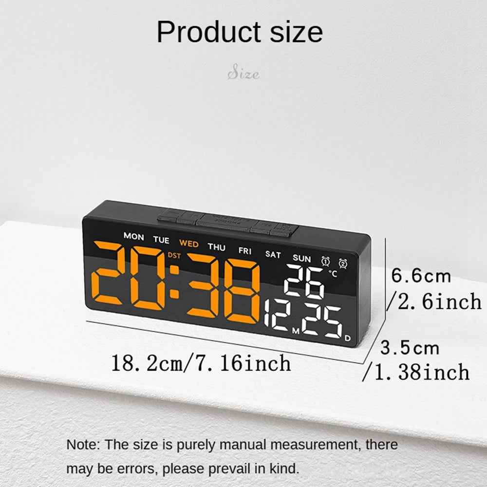 Digital LED Alarm Clock with Adjustable Brightness and Temperature Display - Smarsty
