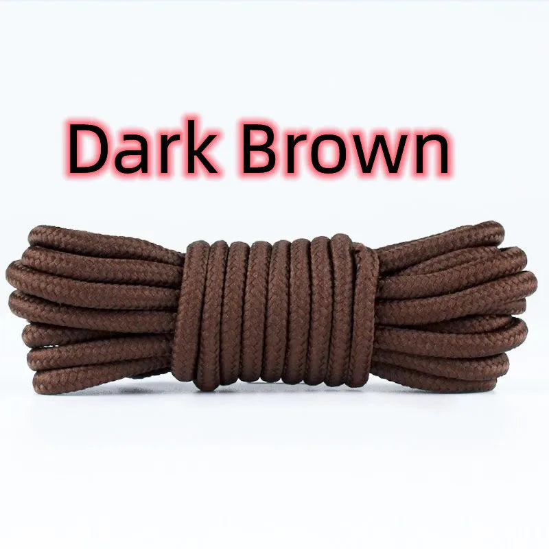 2pcs/ Pair Round Solid Polyester Black Brown Shoelaces For Marten Boot Women Men Outdoor Hiking Boots Sports Shoes Lace Strings - Smarsty