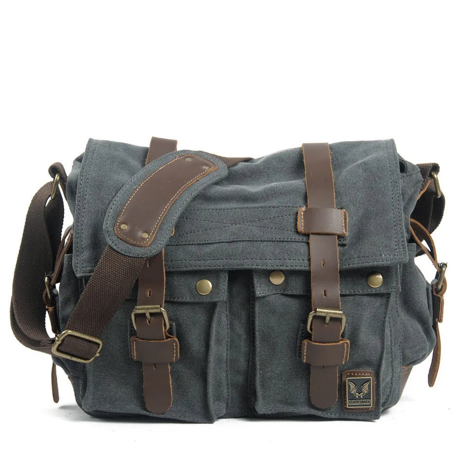 Muchuan Canvas Leather Messenger Bag For Men Laptop Case - Smarsty