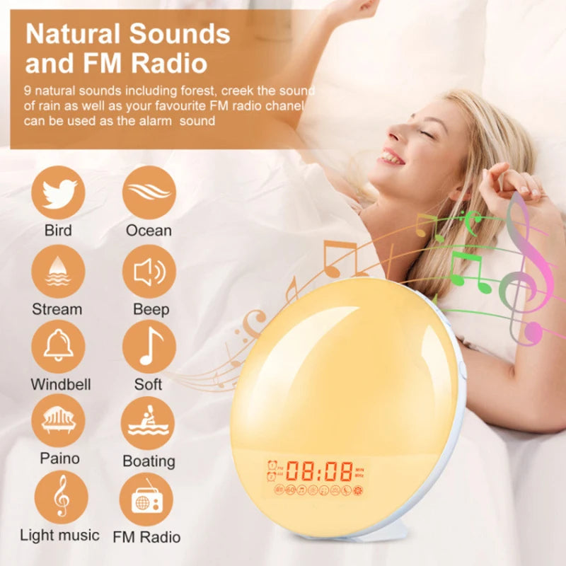 Wake Up Light Alarm Clock with Sunrise Simulation - Smarsty