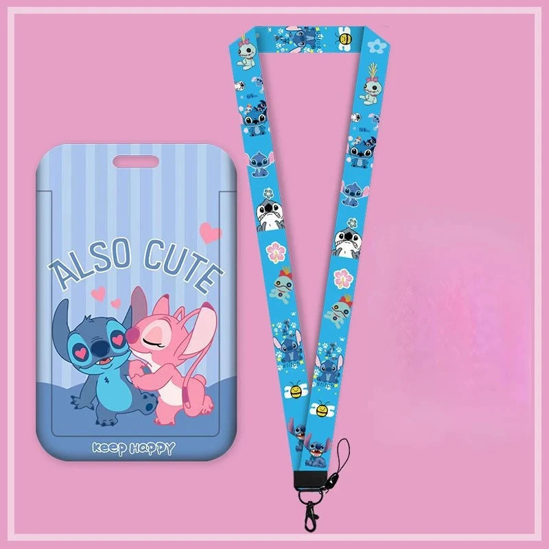 Disney Anime Credential Badge Holder Kawaii Stitch Card Holders Student Campus Lanyard Cards Holder Neck Straps for Kids Gift - Smarsty
