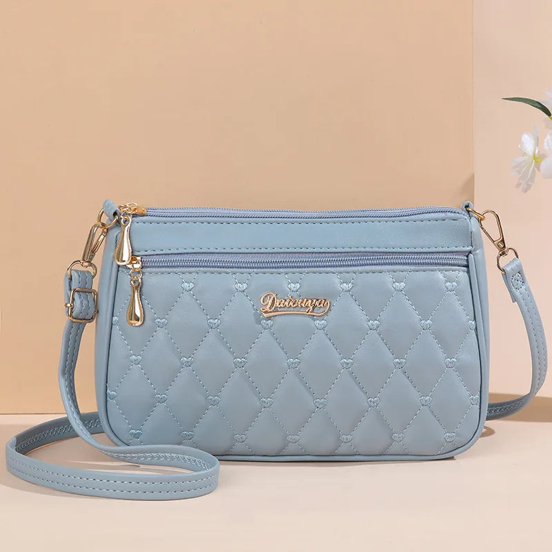 Embroidered Leather Messenger Bag for Women With Fur Accent - Smarsty