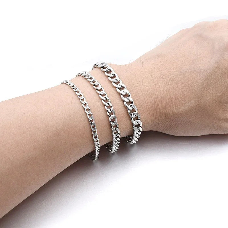 Stainless Steel Cuban Chain Bracelet Unisex Fashion Wristband - Smarsty